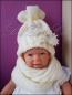 Mobile Preview: Baby/Kinder Mütze mit Loopschal, gestrickt, weiß oder creme
