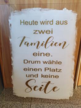 Acryl Schild zur Hochzeit mit Spruch