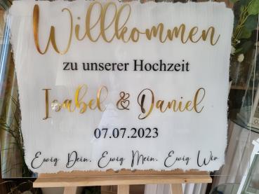 Großes Acryl Willkommen Schild, personalisiert