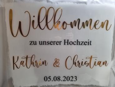 Großes Acryl Willkommen Schild, personalisiert