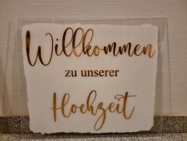 Vermietung  - Willkommen Schild Plexiglas