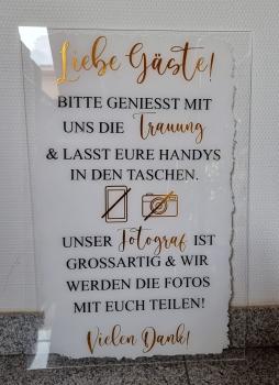 Großes Acryl Schild Keine Handys