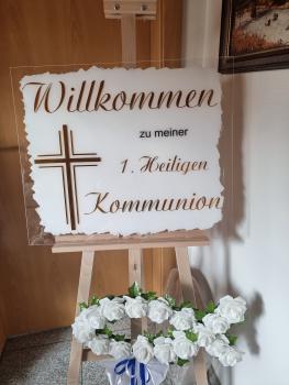 Willkommensschild zur Kommunion