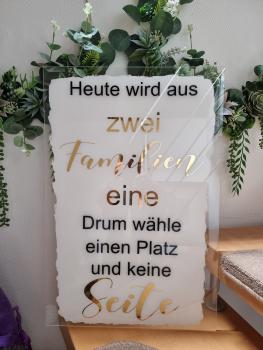 Acryl Schild zur Hochzeit mit Spruch