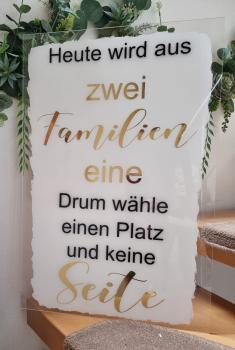 Acryl Schild zur Hochzeit mit Spruch