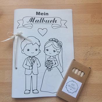 Malbuch für Kinder zur Hochzeit  mit Buntstifte