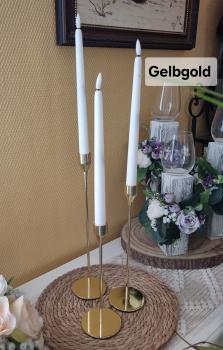Vermietung - Stabkerzenhalter Gold, 3 verschiedene Höhen.
