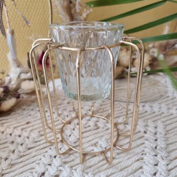 Vermietung  - Teelichthalter gold mit Glaseinsatz