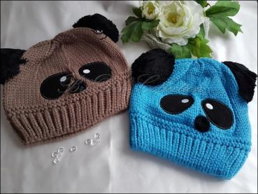 Baby/Kinder Mütze, gestrickt, Panda