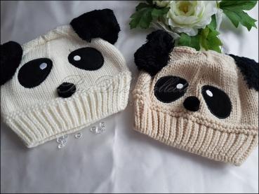 Baby/Kinder Mütze, gestrickt, Panda