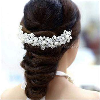 Braut Haarschmuck aus Perlen, Farbe Elfenbein