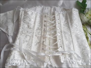 Braut Korsage mit Schnürrung und passendem String, Farbe ivory, Größe M
