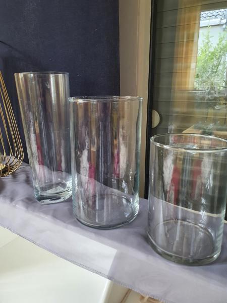 Vermietung  - Zylindervasen aus Glas in 3 verschiedenen Größen