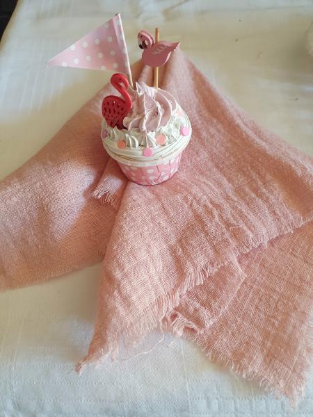 Vermietung  - Servietten aus Leinen in rosa