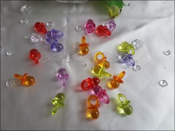 20 Acryl-Schnuller, Streudeko Taufe, Farbmix