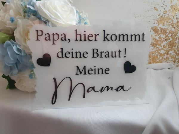 Kleines Acryl Schild - Einzug der Braut