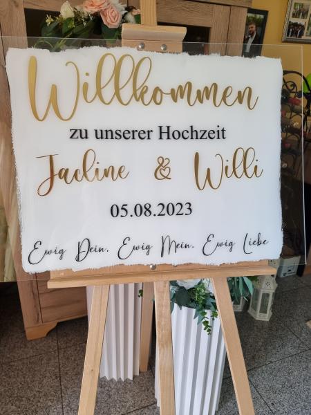 Großes Acryl Willkommen Schild, personalisiert