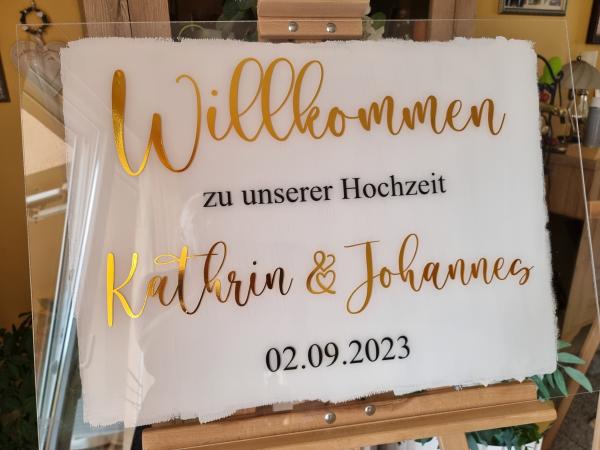 Großes Acryl Willkommen Schild, personalisiert