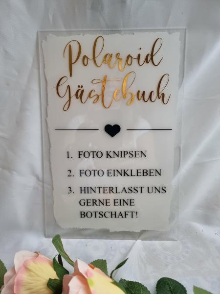 Schild Polaroid/Gästebuch