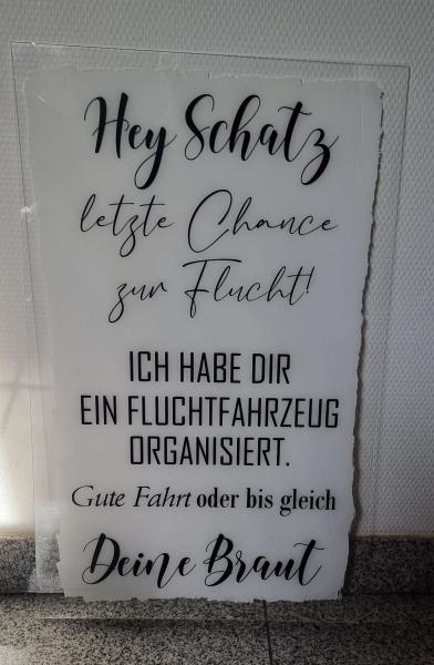 Vermietung - diverse Schilder für die Hochzeit.