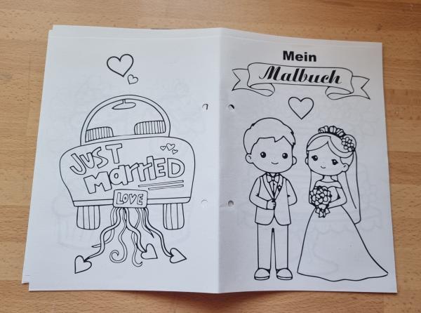 Malbuch für Kinder zur Hochzeit  mit Buntstifte