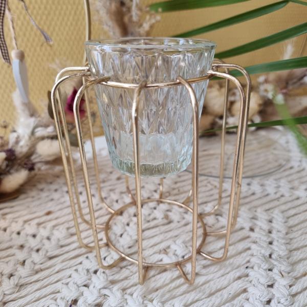 Vermietung  - Teelichthalter gold mit Glaseinsatz