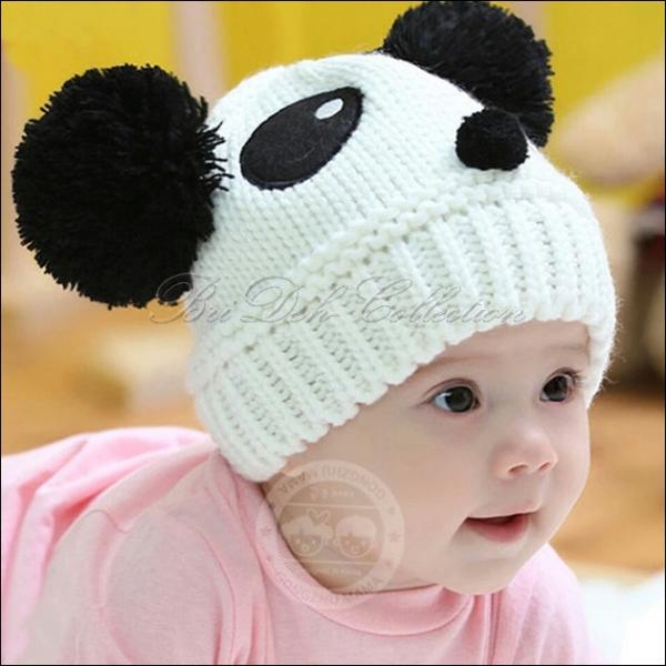 Baby/Kinder Mütze, gestrickt, Panda