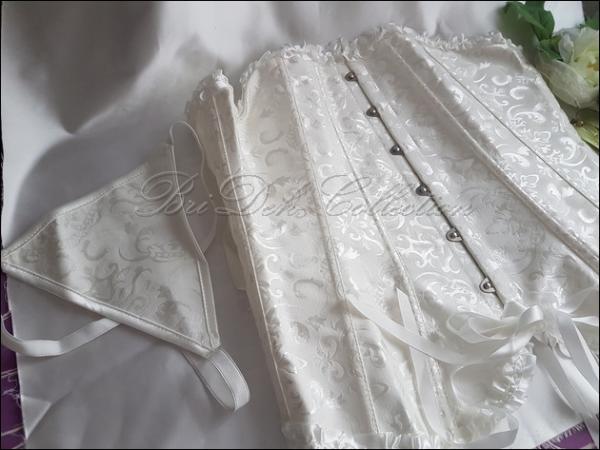 Braut Korsage mit Schnürrung und passendem String, Farbe ivory, Größe M