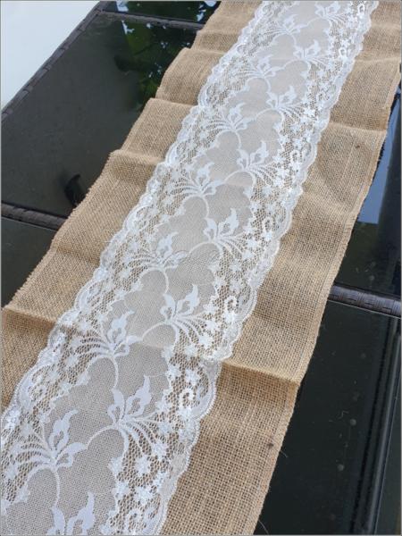Vermietung - Jute Tischläufer, 2 verschiedene Modelle.