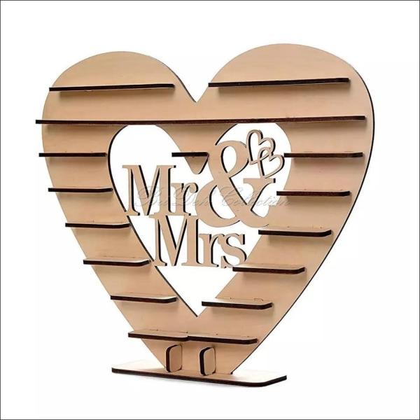 Herz Mr & Mrs Süßigkeiten Ständer aus Holz