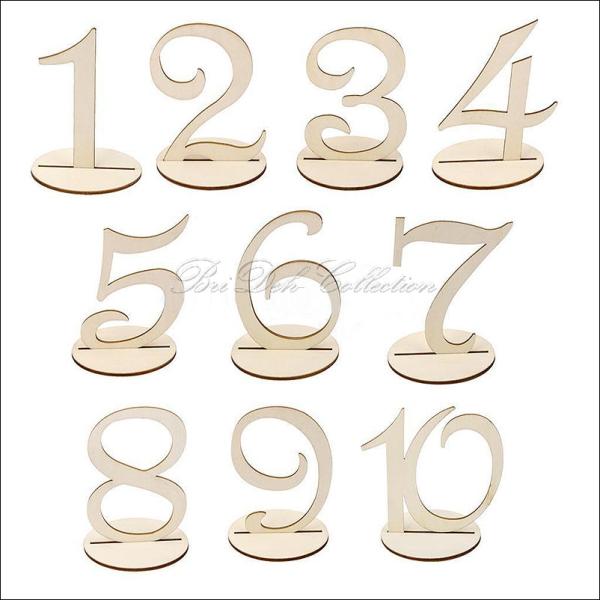 Tischnummern aus Holz, 1-10 und 11-20, Tischdekoration