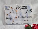 Acryl Schild zur Geburt oder Taufe, personalisiert